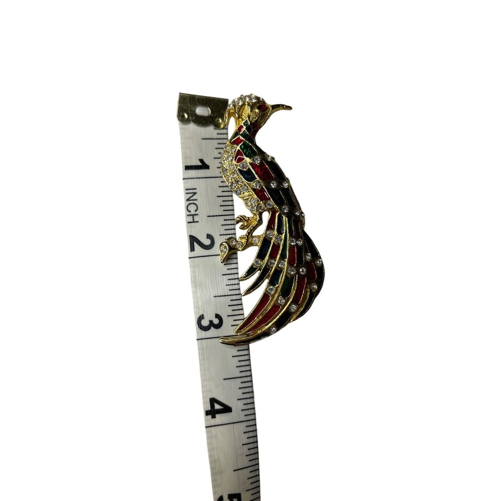 Vintage 1950's Peacock Brooch Pin‎ Unsigned Gold Tone Peacock Brooch Pin - Picture 3 of 3